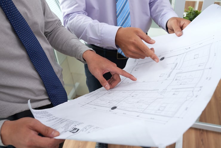 architects discussing construction project 1098 16505 Flooring Companies