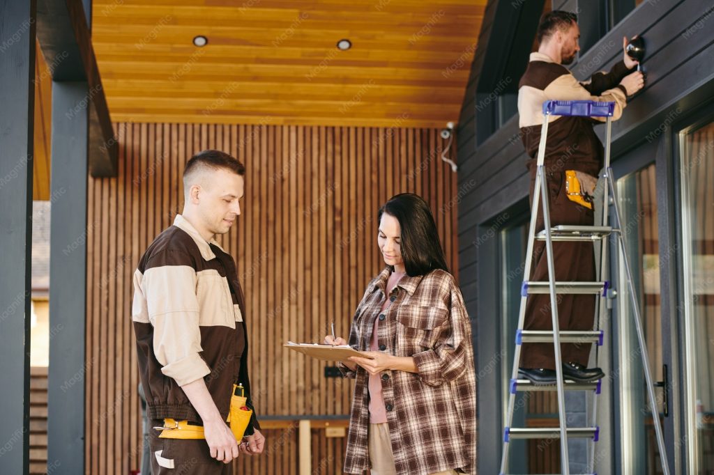 woman holding clipboard signing document young repairman uniform 274679 21934 Siding Repair