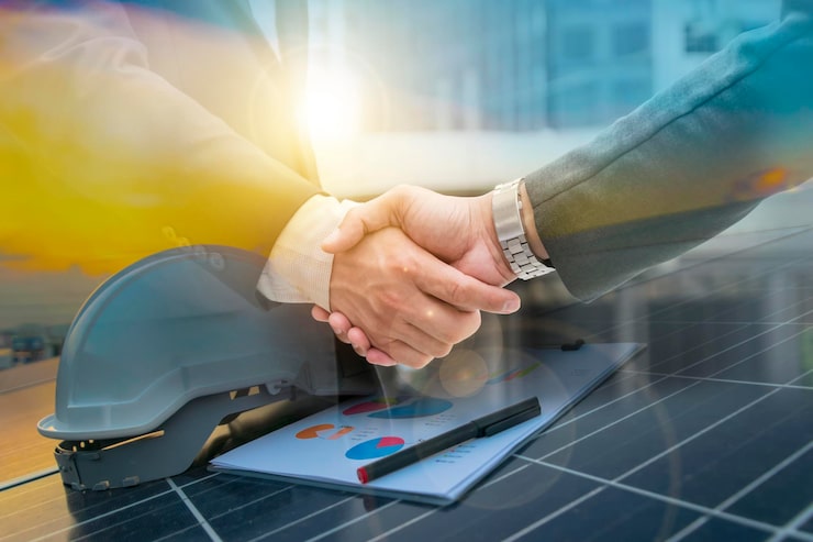 businessmen are shaking hands business venture marketing energysolar is needed futuresolar panels require expertise installationphotovoltaics business sector 43780 569 Appointment Setting for Solar Companies: 9 Proven Strategies
