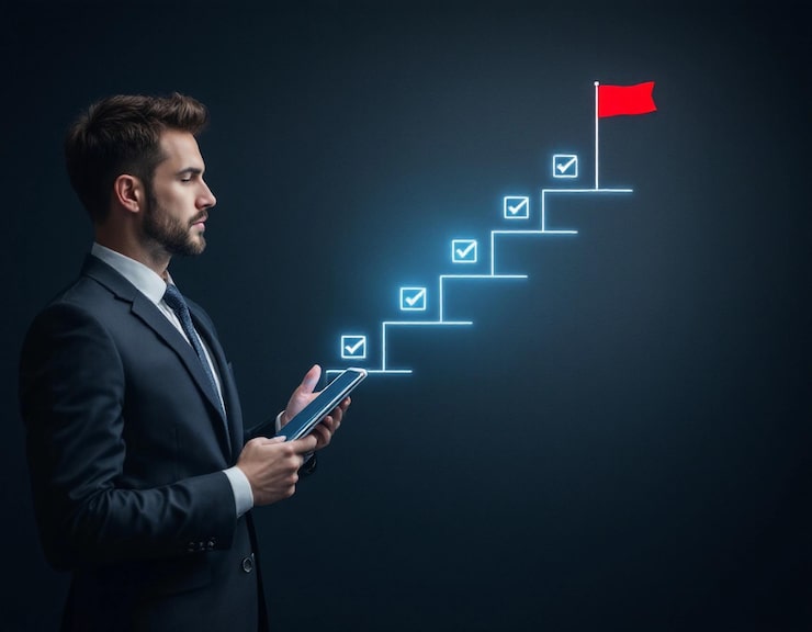 strategic planning businessman ascending success checklist steps digital path 339006 5466 Lead Qualification Framework: 5 Steps to Better Sales